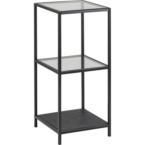 Etagère 3 niveaux 35x37x82,5 cm en verre et métal noir - FYNCA (1/4)