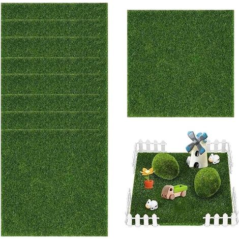 Artificial Grass Mats, Synthetic Turf, Indoor and Outdoor, Miniature Micro-Landscape Garden, Patio, Garden, Lawn (15 x 15 cm) (1/5)