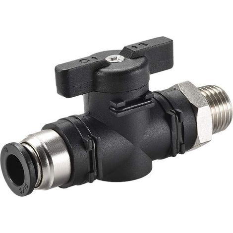 Vanne à Bille Pneumatique G1/4 à 8mm Diamètre Interieur pour Contrôle Débit Air Plastique Laiton Nickelé Noir (1/5)