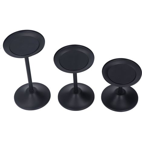 Lot de 3 bougeoirs noirs style rétro moderne, supports de bougies élégants pour restaurant, salon, fête et décoration intérieure. (1/5)