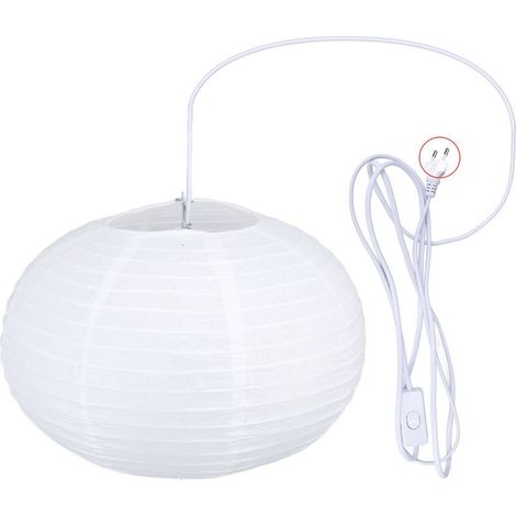 Lanterne ronde en papier blanc, lumière décorative, douce, facile à assembler, suspendue, pour chambre à coucher, salon, prise ue, 220V (1/5)