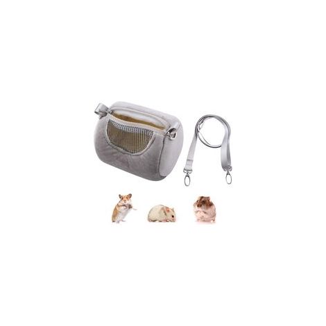 Borsa per il trasporto di criceti nani, trasportino cilindrico isolato per esterni con tracolla regolabile (grigio) - Crezuo