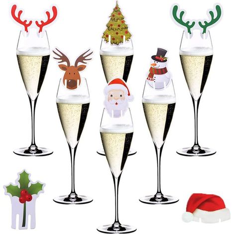 80 Étiquettes pour Verres de Vin de Noël - Père Noël, Bonhomme de Neige, Chapeau Rouge - Accessoires de Fête de Noël (1/5)
