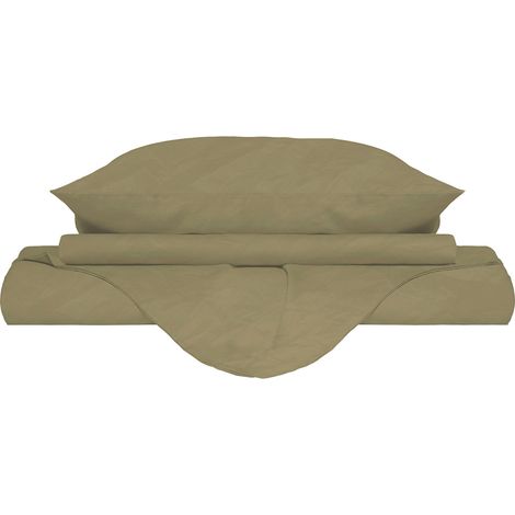 Copripiumino Matrimoniale con Sacco e Federe Linea Water Washed Ocra