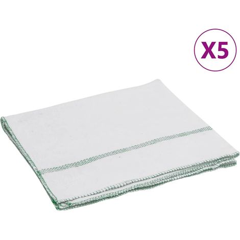 Chiffon de nettoyage 5pcs blanc avec des rayures vertes 50x60cm CFW226098 (1/5)