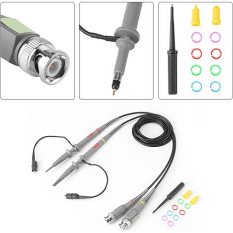 100-MHz-Präzisions-BNC-Tastkopf-Set mit 2 Oszilloskop-Tastköpfen, Testkabel mit Klemme und 1x/10x-Schalter (1/5)
