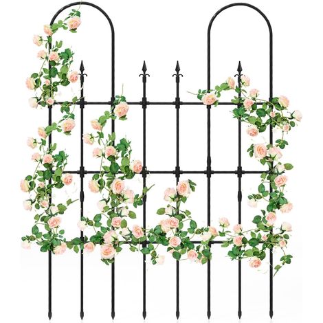 COSTWAY Enrejado para Jardín para Plantas Trepadoras 146 x 186 cm, Arco de Rosas Exterior, Marco de Soporte Metálico a Prueba de Óxido para Huerto Elevado, Cerca Decorativa para Flores y Verduras (1/5)