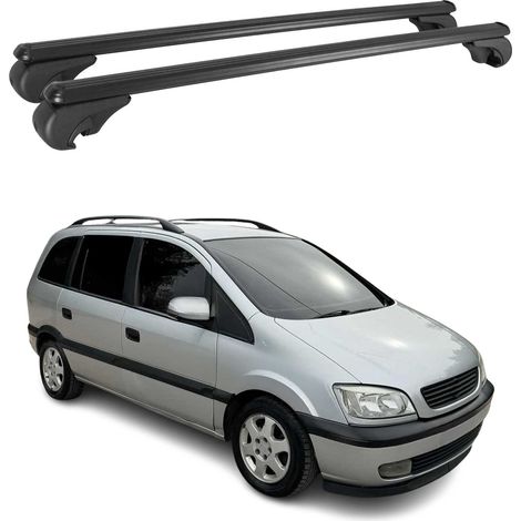 OMAC Aluminium Dachträger Querträger für Opel Zafira A 1999-2005 – TÜV / DIN 75302:2019 – Abschließbar – Max. 75 kg – 2 Stangen Schwarz (1/5)