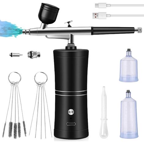 Airbrush Kit with Compressor, Clog-Free High Pressure Airbrush Kit with Nozzle, Cleaning Brush Set, Multi-Function Portable Airbrush Gun for Nail Art, Makeup (1/5)
