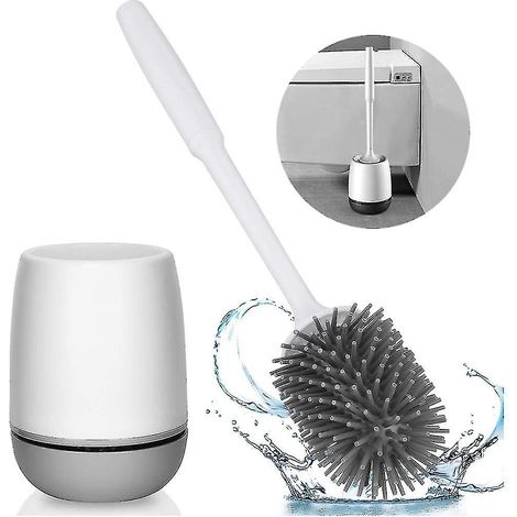 Brosse de toilette en silicone avec support, brosse de toilette pour salle de bain-AquaForge (1/5)