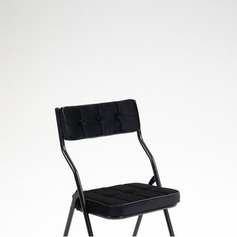 Sedie pieghevoli imbottite, 2 pezzi, in acciaio nero (1/5)