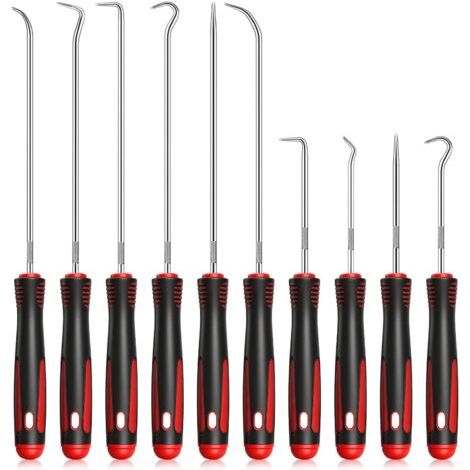 Lot de 10 crochets et crochets de précision - Rouge - Outil de précision universel - Pour joints toriques - Joint torique de voiture - Outil de démontage (1/5)
