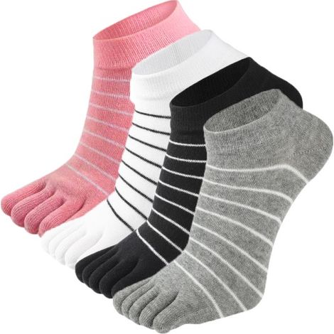 Chaussettes de course pour femmes, en coton, mi-mollet, à cinq orteils.