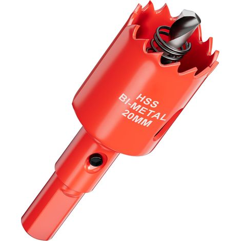 Scie cloche Bi-Métal 20 mm - Profondeur de coupe jusqu'à 25 mm - Idéale pour bois, plastique, cloisons sèches, placo, contreplaqué et métaux - Avec Adaptateur et Foret de centrage (1/5)