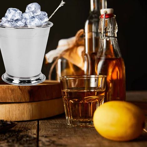Coupe à Julep en Acier Inoxydable Rétro Élégante, Stable avec Perles, pour Maison, Classique Argenté