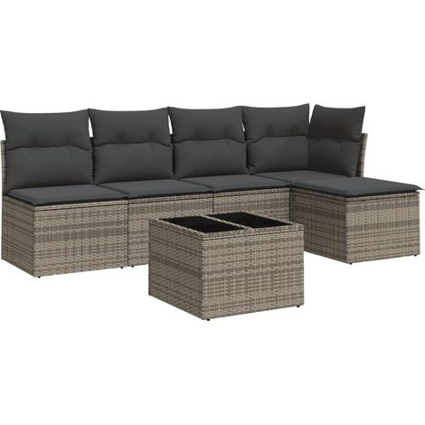 Maison Exclusive - 6-tlg. Garten-Sofagarnitur mit Kissen Grau Pol