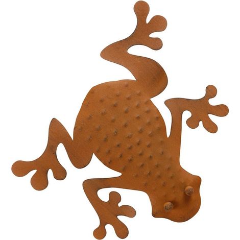 Deko Frosch aus Metall rostbraun Dekofigur Wanddeko Gartendeko Gartenfigur