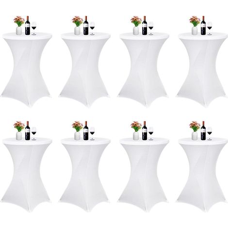 Husse Stehtisch Bistrotisch Stretch 70-75cm Weiß Weiß 70×110cm(8Pcs) (1/5)