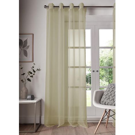 Eyelet Top Voile Curtains - 58 x 48 - Cream