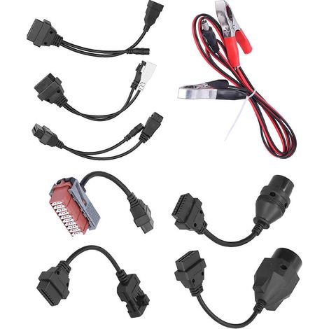 Kit de 8 câbles automobiles OBD pour diagnostic, câble d'alimentation et adaptateur de diagnostic. (1/5)