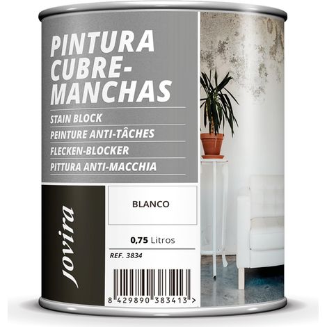 JOVIRA PINTURAS Pittura Anti-Macchia. Copre le macchie di grasso, nicotina, fumi, penne, caffè, ecc. su pareti e soffitti. (750 Millilitri) (1/3)