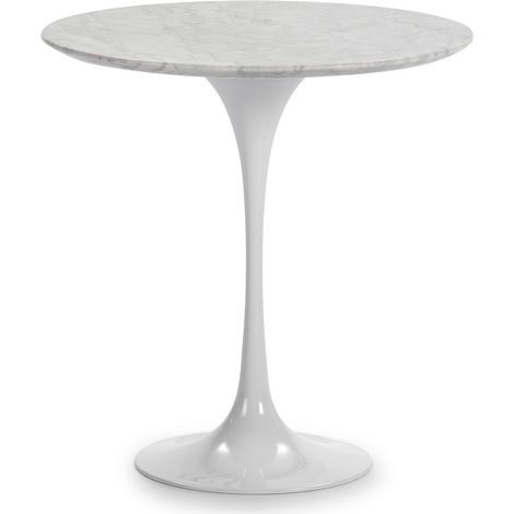 Table d'appoint ronde marbre et fibre de verre blanc Ravies (1/2)