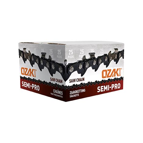 Rouleau De Chaîne De Tronçonneuse Ozaki Semi-carrée 3/8 ,063 25 Pieds Avec Maillon Anti-rebond.