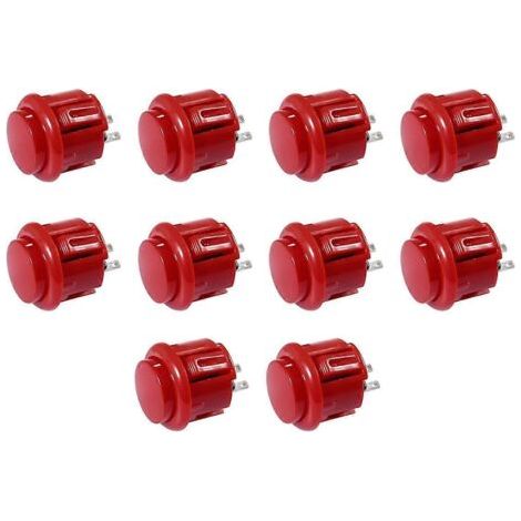 Lot de 10 boutons d'arcade réactifs de 24 mm, rouges (1/5)
