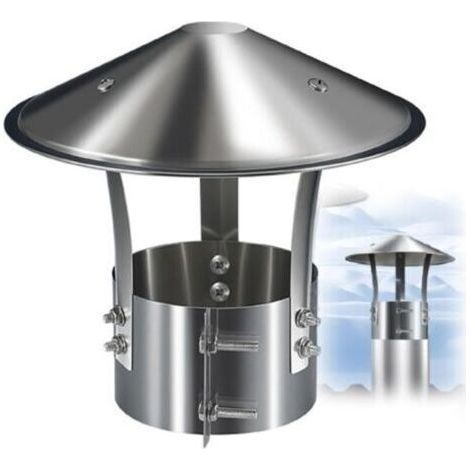 Chapeau de Cheminée, Couvercle de Cheminée, Acier Inoxydable Chapeau Conduit de Fumée, Chapeau de Pluie pour échappement Cheminee Ou Fumisterie Poele Exterieur Tubage(90mm/3.5 in) (1/5)