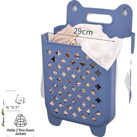 Cesto de ropa, diseño plegable, materiales ecológicos, azul grande (1/2)