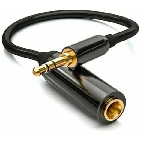 Pair ZVD- Cable Adaptateur Jack Stéréo 3,5 mm vers Jack 6,35 mm Femelle Connecteur Plaqué Or Boîtier Aluminium pour Casques, Ordinateurs Portables, Guitares, Pianos 30 cm (1/4)