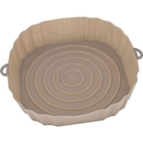 Plaque de cuisson pour friteuse à air chaud 20 cm, panier à poulet frit, tapis de cuisson en silicone pour friteuse à air chaud, casserole ronde de remplacement pour poêle à griller, brun (1/5)