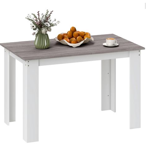 Table de salle à manger moderne en bois pour 4 à 6 personnes, 120 x 69 x 75 cm, grise et blanche