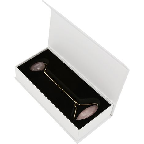 Rouleau de Massage Visage Amincissant en Quartz Rose et Jade Naturel à Double Embout (1/5)