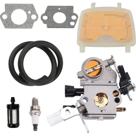 Vergaser für Stihl MS171, MS181, MS211, MS181 2-Mix, MS181C, MS181C-BE, MS181CBE 2-Mix, MS181C-BE Z Kettensäge mit Zündkerze, Luftfilter und Kraftstoffleitung 1139 120 1602 (1/5)