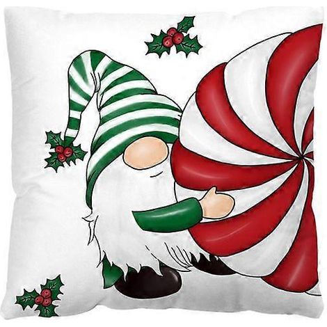 Housse de coussin décorative de Noël avec motif de cerf et d'élan, 45 x 45 cm, motif sapin et cerf, pour canapé ou salon. (1/5)