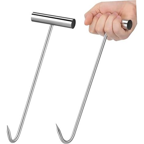 2 PCS montage trou d'homme couvercle crochet crochet t - grip acier inoxydable crochet en acier robuste pour drainage gril pull up poignée antidérapante ergonomique (1/5)