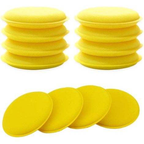 Esponja para pulir coches, 12 almohadillas aplicadoras de cera para coches, almohadillas de microfibra para pulir y limpiar cristales de coches y vehículos (amarillo) (1/5)