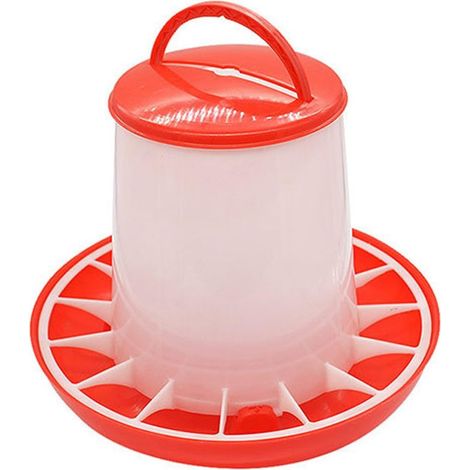 mangeoire/Abreuvoir en Plastique pour Poulet,Poignée De Couvercle Volaille Poussin Abreuvoir Poulet avec à Suspendre Feeder,Amovible Poulailler Grande Contenance 1,5 kg/3kg/6kg (1/4)