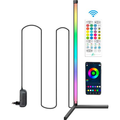 Lampadaire d'angle RGB à LED à couleur changeante, éclairage d'ambiance dimmable, veilleuse LED avec télécommande (1/5)