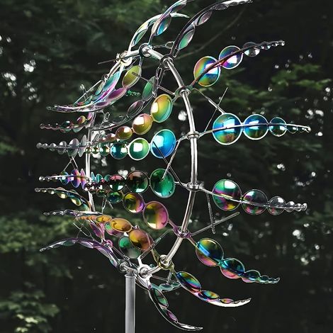 Une charmante éolienne en métal de 40 cm (16 pouces), une œuvre d'art décorative pour les jardins et les terrasses. (1/5)