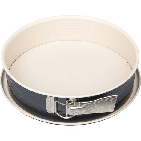 Zenker Teglia apribile Ø 28 cm CREME NOIR, stampo da forno con fondo piatto e protezione dalle perdite, forma rotonda con rivestimento antiaderente rinforzato in ceramica (colore: Crema/antracite (1/4)