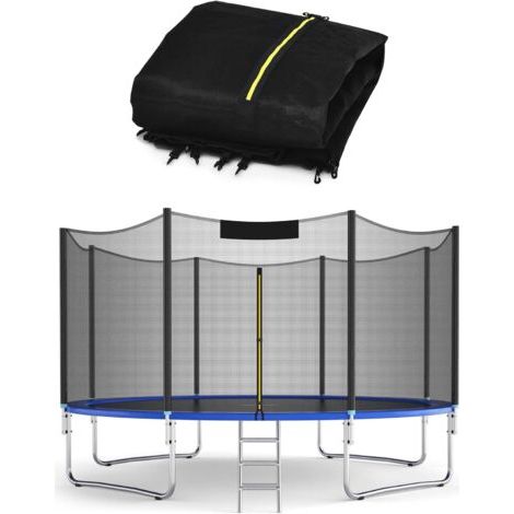 Filet de Sécurité Intérieur/Extérieur pour Trampoline, Filet de Trampoline 6 Poteaux, Résistant aux UV, Double Fermeture Éclair, Noir (1/5)