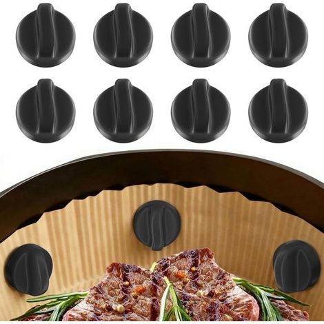 8 magneti in silicone resistenti al calore per friggitrici ad aria, tenuta sicura per carta da forno, neri (1/5)