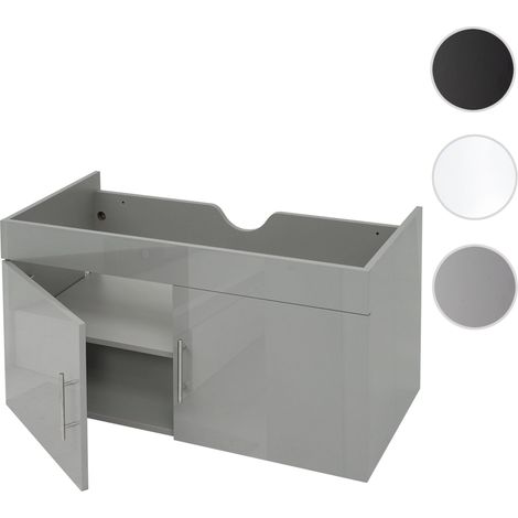 Meuble sous-lavabo HWC-D16, meuble sous-lavabo Meuble de salle de bain, brillant 90cm gris (1/5)