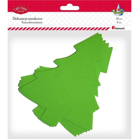Alberi di Natale in schiuma, 160x202 mm, verdi, confezione da 8 pezzi.