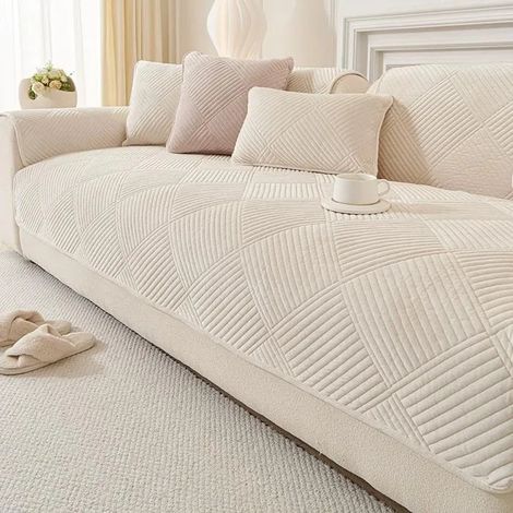 Coussin de Canapé Épais et Antidérapant,avec Housse de Canapé en Coton et Lin,Couleur beige,90cm160cm