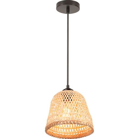 20CM Lustre En Bambou Lampe De Plafond Rétro Moderne Luminaire Plafonnier D'Intérieur (1/5)