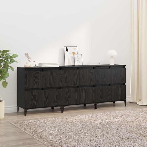 Buffets 3 pcs-Lot de 3 Meuble de rangement Chêne noir 60 x 35 x 70 cm Bois d'ingénierie 970295 (1/5)