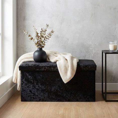 Crushed Velvet Urban Black Ottoman Storage (1/2)